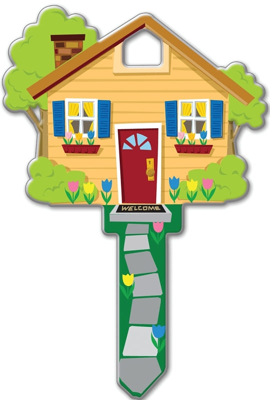 Lucky Line Key Shapes Series B105K Key Blank, House, Brass, Enamel-Coated, For: Kwikset Locks, Pack of 5