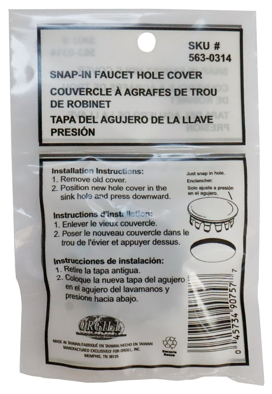 ProSource 24467 Faucet Hole Cover, Snap-In, Stainless Steel, Stainless Steel