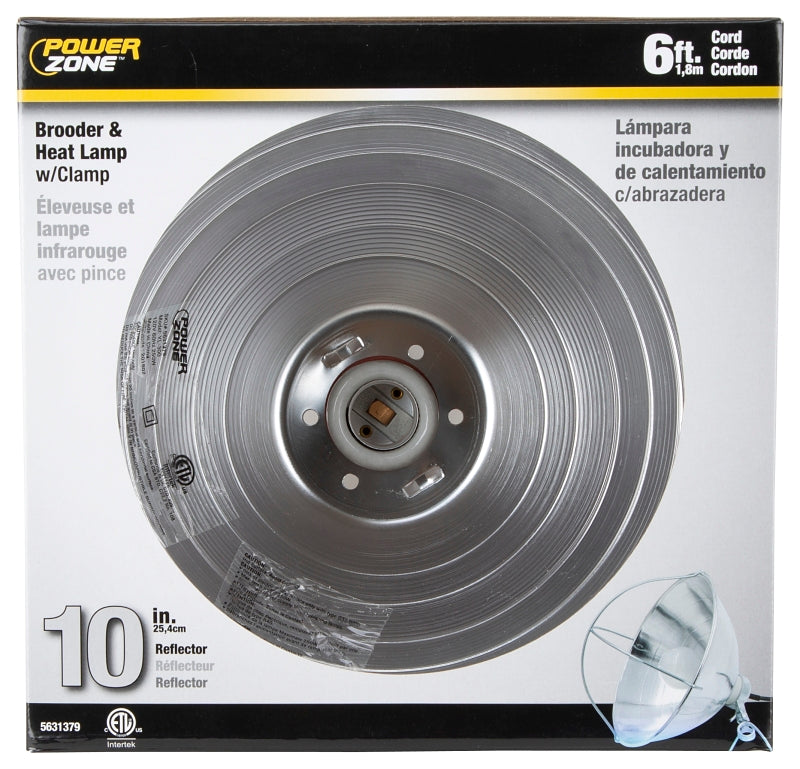 PowerZone ORBL081508 Brooder Clamp Light, Plug In Power Supplies, Clamp Lights Lamp, Silver