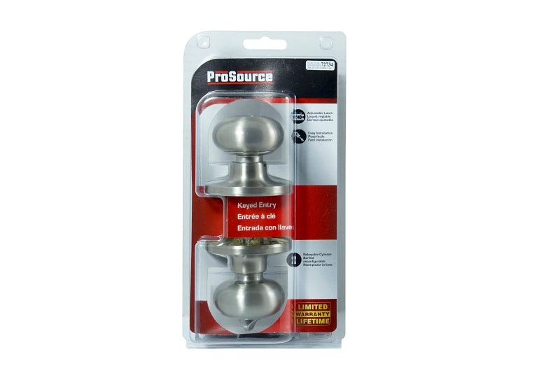 ProSource TFX200V-PS Entry Knob, Satin Nickel, KW1, KA3 Keyway, 3 Grade, Pack of 3