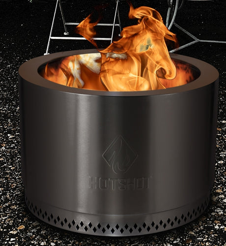 GHP Group Inc 52396 Fire Pit, 25 in OAW, 25 in OAD, 17 in OAH, Cylinder, Manual Ignition Ignition, Stainless Steel