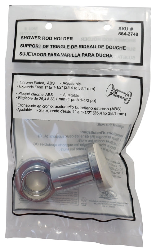 ProSource PMB-004 Shower Rod Flange, Adjustable, ABS/Rubber, Silver, For: 1 in OD Shower Rod