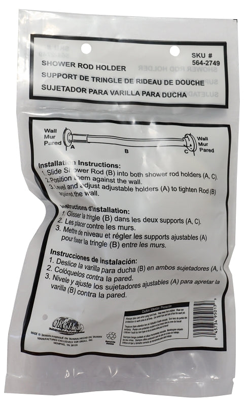 ProSource PMB-004 Shower Rod Flange, Adjustable, ABS/Rubber, Silver, For: 1 in OD Shower Rod