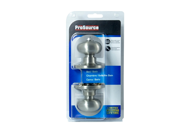 ProSource TFX210V-PS Privacy Lockset, Tubular Design, Satin Nickel, Stainless Steel