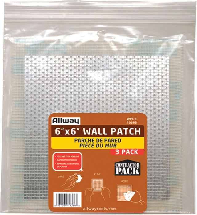 ALLWAY WP6-3 Drywall Patch, 6 x 6 in Dimensions, Pack of 10