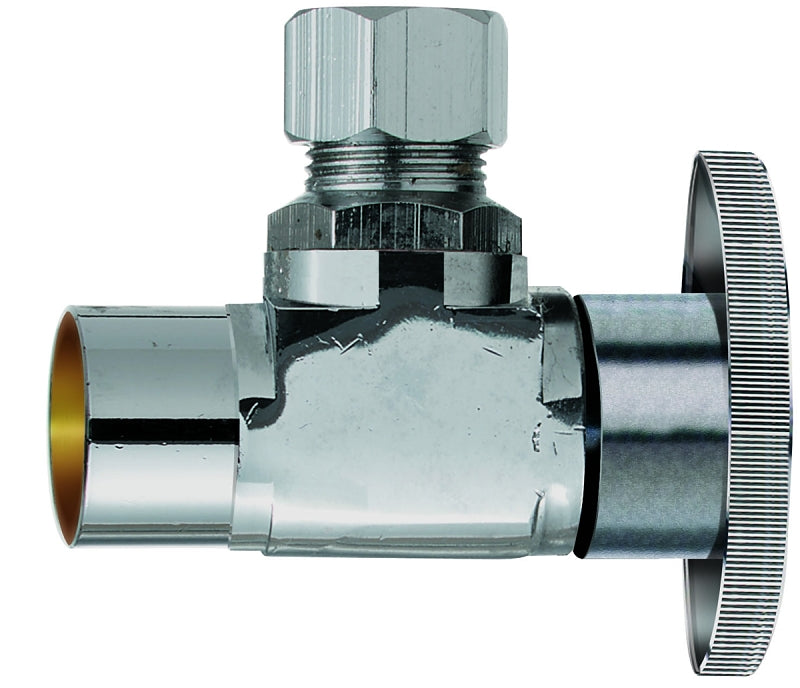 Plumb Pak PP60PCLF Shut-Off Valve, 1/2 x 3/8 in Connection, Sweat x Compression, Brass Body