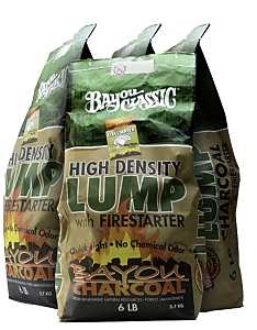 Bayou Classic 500-406 Charcoal with Firestarter, 12 min Burn Time, 6 lb Bag, Pack of 4