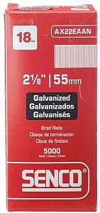 Senco AX22EAAN Nail, 2-1/8 in L, 18, Steel, Electro-Galvanized, Brad, Medium Head, Smooth Shank