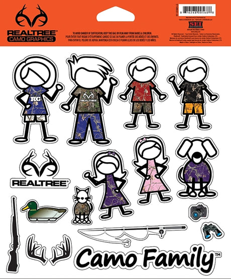 Realtree RT-CFAM-LG Decal Set, Camo Family, Vinyl Adhesive, Pack of 12