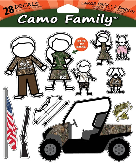 Realtree RT-CFAM-LG Decal Set, Camo Family, Vinyl Adhesive, Pack of 12