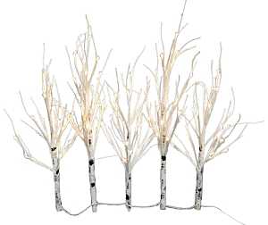 Hometown Holidays 36633 Tree Set LED Twig, 6 in L, Yard Decor, Metal/PVC, White, Matte, Pack of 6