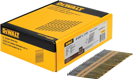 DEWALT DWRHS8D113 Series Framing Nail, Plastic Strip Collation, 2-3/8 in L, 9 Gauge, Steel, Bright, 0.11 in Diameter