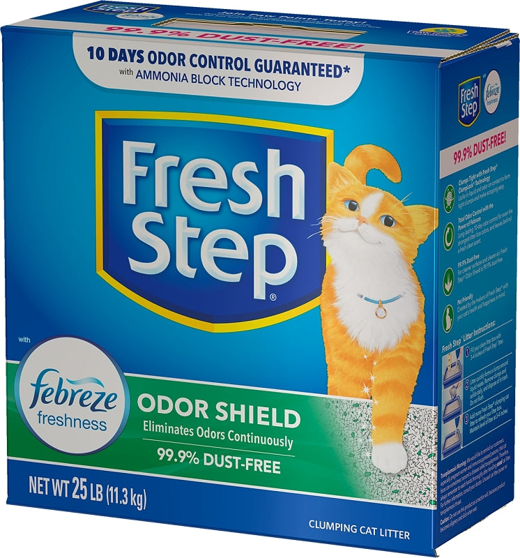 Fresh Step 30468 Cat Litter, 25 lb Capacity, Blue/Gray/Green/White, Dry Solid