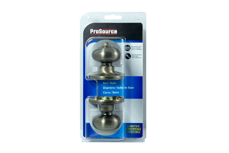 ProSource TF810V-PS Privacy Lockset, Tubular Design, Antique Brass, Stainless Steel, Reversible Hand