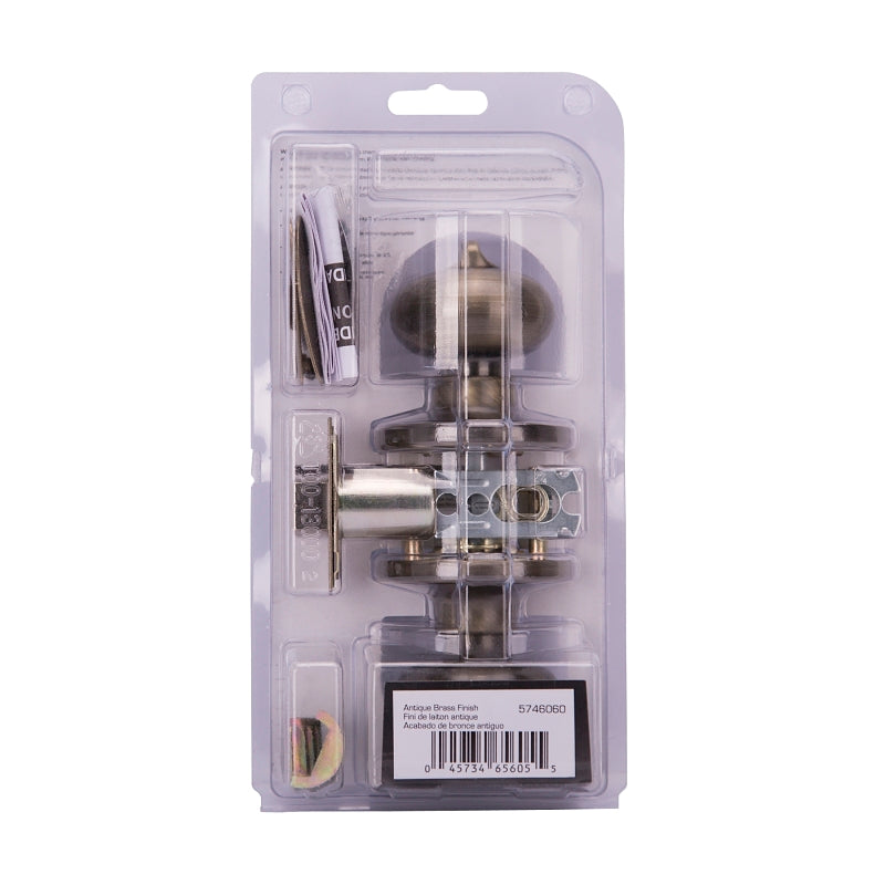 ProSource TF810V-PS Privacy Lockset, Tubular Design, Antique Brass, Stainless Steel, Reversible Hand