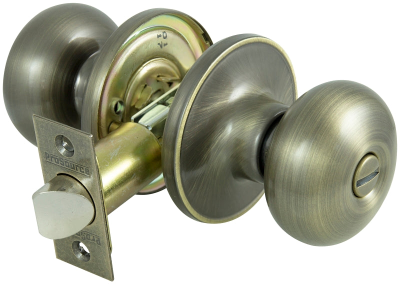 ProSource TF810V-PS Privacy Lockset, Tubular Design, Antique Brass, Stainless Steel, Reversible Hand