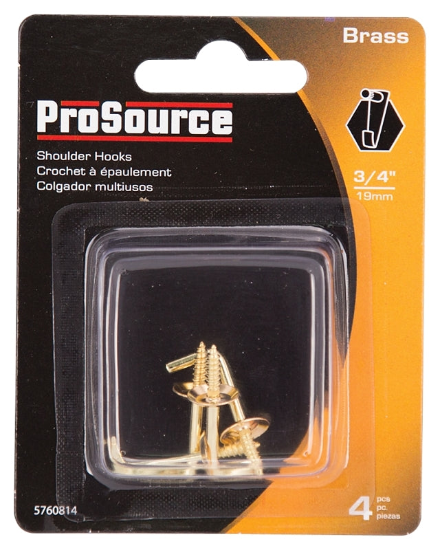 ProSource 20008SPB-PS Shoulder Hook, 11/32 in Opening, 3 mm Thread, 1-1/8 in L, Brass, Brass