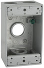 Hubbell 5330-0 Weatherproof Box, 16.5 cu-in, 4-Outlet, 1-Gang, Aluminum, Gray, Powder-Coated