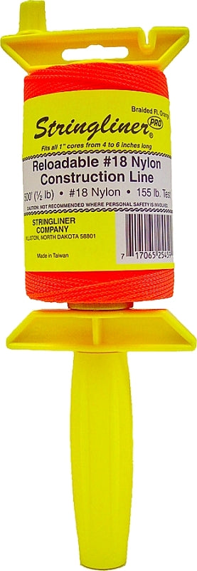 Stringliner 25459 Line Reel, 500 ft L Line, Fluorescent Orange Line, 1/2 in Dia