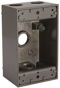 Hubbell 5321-2 Weatherproof Box, 4-Outlet, 1-Gang, Aluminum, Bronze, Powder-Coated