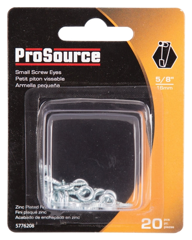 ProSource LR-236-PS Screw Eye, 2 mm Dia Wire, 2.5 mm Thread, 15/64 in L Thread, 5/8 in OAL, Steel, Zinc