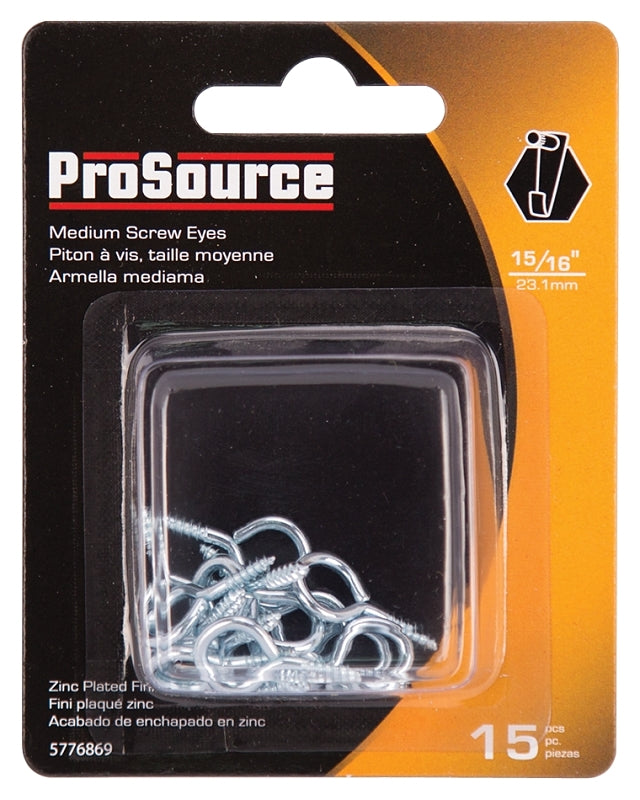 ProSource LR-223-PS Screw Eye, 2 mm Dia Wire, 2.5 mm Thread, 10/32 in L Thread, 15/16 in OAL, 14 lb Working Load, Steel