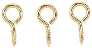 ProSource LR-240-PS Screw Eye, 4.8 mm Dia Wire, 6 mm Thread, 3/4 in L Thread, 1-15/16 in OAL, Brass, Brass Plated