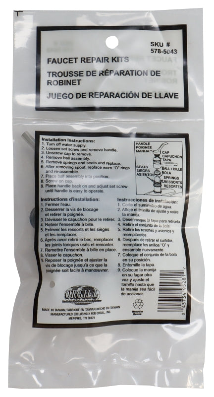 ProSource PMB-470 Faucet Repair Kits, Plastic/Rubber/Stainless Steel/Steel, Silver Black White, 11-Piece