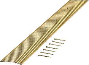 M-D 79244 Carpet Trim, 36 in L, 2 in W, Fluted Surface, Aluminum, Satin Brass