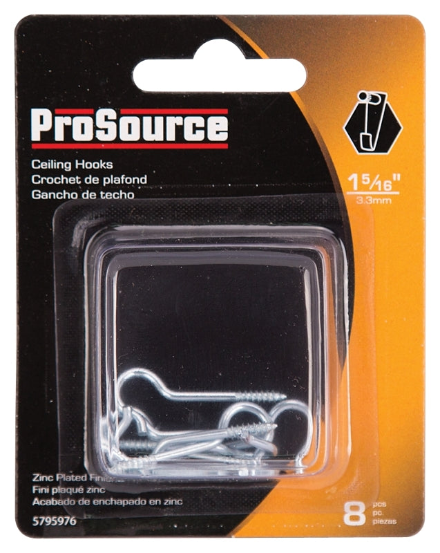 ProSource LR-308-PS Ceiling Hook, 5 lb Working Load, Steel, Silver, Zinc