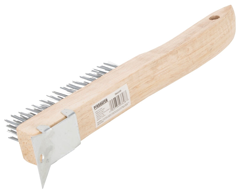 ProSource TGE-WB416 Wire Brush with Scraper, 1-3/4 in L Trim, Zinc Bristle, 3/4 in W Brush, 10-1/4 in OAL