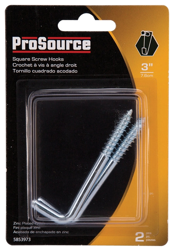 ProSource LR-395-PS Screw Hook, 13/16 in Opening, 6.5 mm Thread, 3 in L, Steel, Zinc
