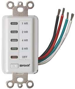 Woods 59013 Countdown Timer, 15 A, 120 V, White, 1800 W, 2, 4, 8, 12 hr Off Time Setting