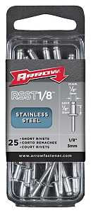 Arrow RSST1/8 Pop Rivet, Short, 1/8 in Grip, 1/8 in L, Stainless Steel