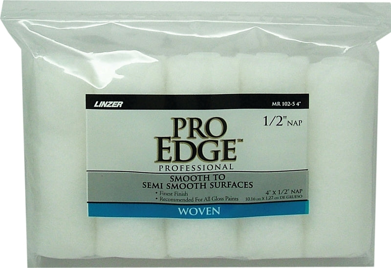 Linzer MR 102-5 4IN Roller Cover, White, 1/2 in Thick Nap, Woven Fabric Cover, 6/PK, Pack of 6