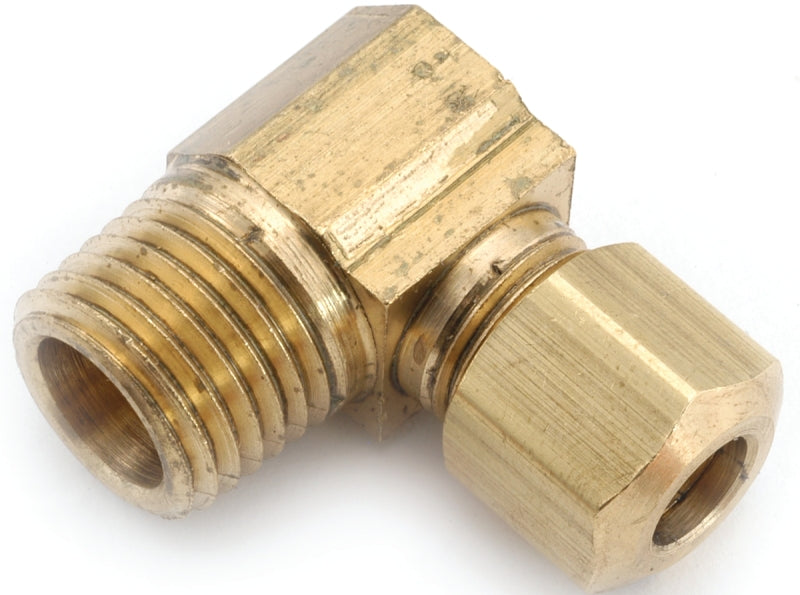Anderson Metals 750069-0606 Tube Elbow, 3/8 in, Compression x MNPT, 90 deg Angle, Brass, 200 psi Pressure, Pack of 10