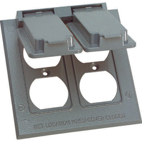 Sigma Engineered Solutions Square Die-Cast Metal 2 gang 4.54 in. H X 4.54 in. W Duplex Box Cover