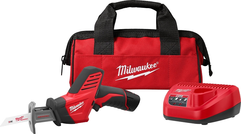 Milwaukee M12 HACKZALL 2420-21 Reciprocating Saw Kit, Battery Included, 12 V, 1.4 Ah, 1/2 in L Stroke, 0 to 3000 spm