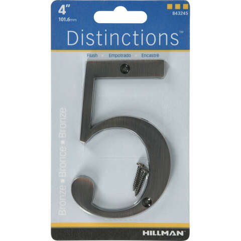 HILLMAN Distinctions 4 in. Bronze Zinc Die-Cast Screw-On Number 5 1 pc, Pack of 3