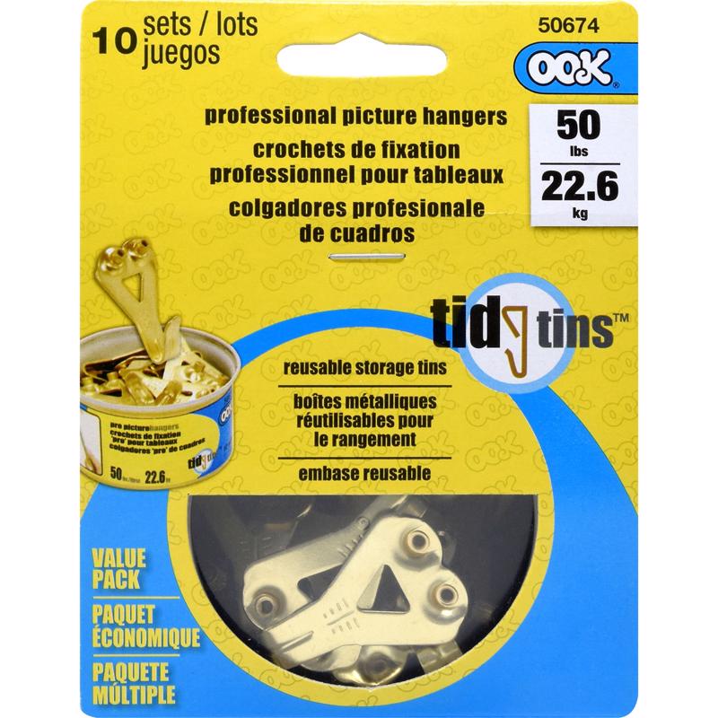 HILLMAN OOK Gold Picture Hanging Set 50 lb 10 pk