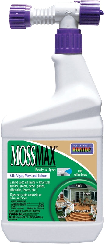 Bonide MossMax RTS 728 Moss and Algae Killer, Liquid, Light Yellow, 1 qt