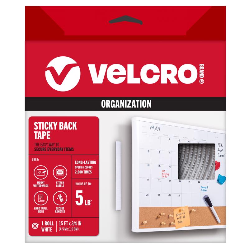 VELCRO Brand Sticky Back Large Nylon Hook and Loop Fastener 180 in. L 1 pk