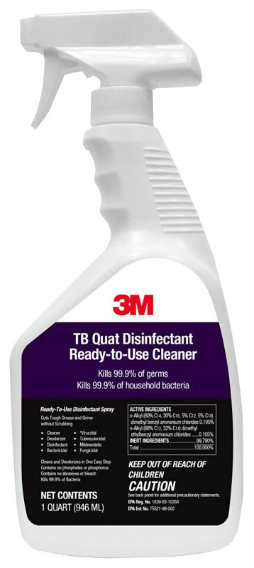 Scotch-Brite 1027P TB Quat Disinfectant Ready-to-Use Cleaner, 32 oz, Light Lemon, Pack of 6