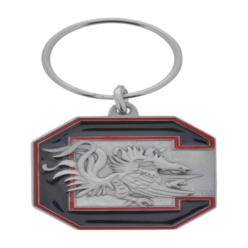 HILLMAN NCAA Tempered Steel Gray Split Ring Keychain, Pack of 3