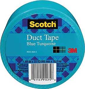 3M 920-AQA-C Duct Tape, 20 yd L, 1.88 in W, Cloth Backing, Blue Turquoise