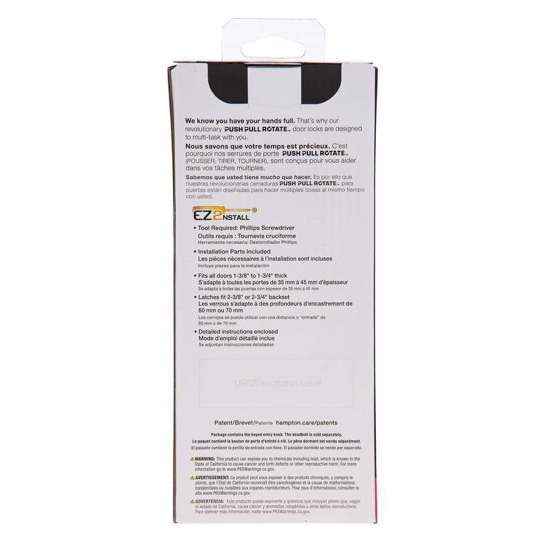 Brinks Push Pull Rotate Stafford Satin Nickel Single Cylinder Lock KW1 1.75 in.