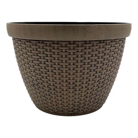 Classic Home & Garden 9.84 in. H X 13.78 in. D Plastic Jake - Teak Planter Brown