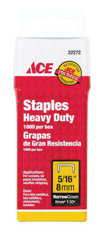 Ace T50 5/16 in. L Narrow Crown Heavy Duty Staples 1000 pk, Pack of 6
