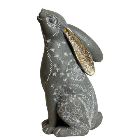 Exhart Resin Gray 11.5 in. Carved Rabbit Garden Statue, Pack of 3