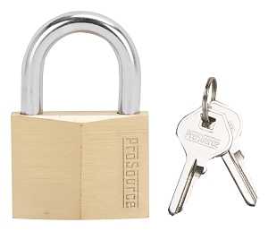 ProSource HD10050 Padlock, Standard Shackle, 5/16 in Dia Shackle, 1-1/2 in H Shackle, Steel Shackle, Brass Body